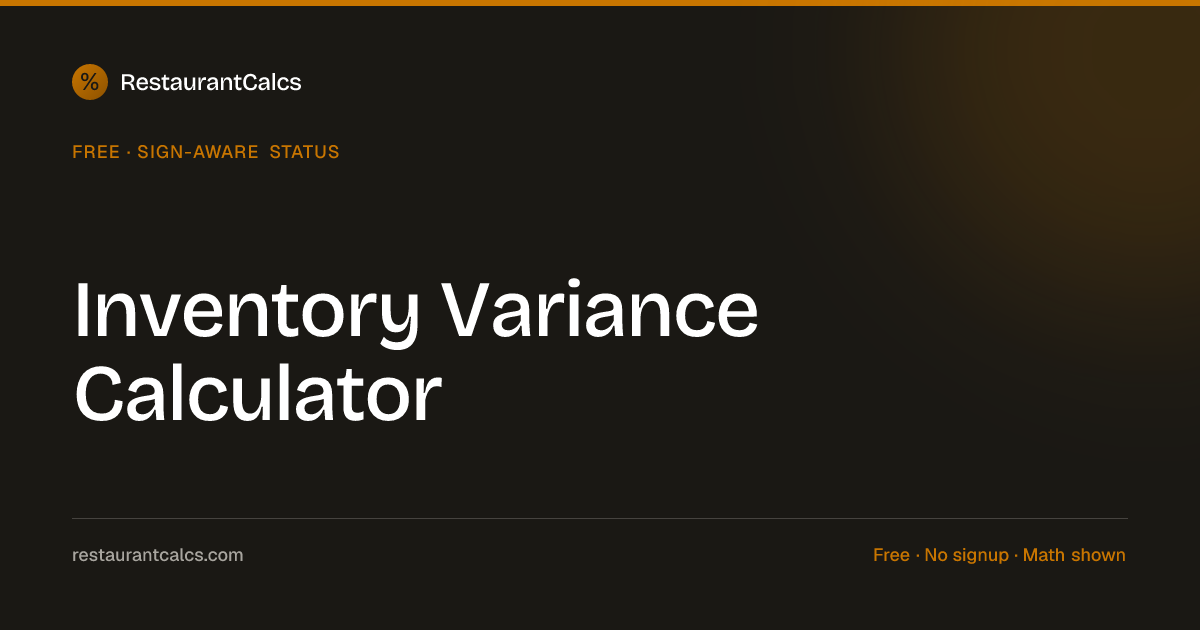Inventory Variance Food Example Inventory Variance Calculator, Free | RestaurantCalcs